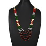 *Разноцветное и золотое индийское украшение на шею со стразами, бисером