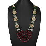 *Разноцветное и золотое индийское украшение на шею с искусственными камнями, бисером