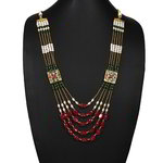 *Разноцветное и золотое индийское украшение на шею с искусственными камнями, бисером