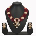 *Бордовое, золотое и красное индийское украшение на шею со стразами, искусственными камнями