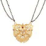 *Чёрное, золотое и серое индийское свадебное украшение (мангалсутра) со стразами