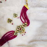 *Золотое и розовое латунное индийское украшение на шею с искусственными камнями