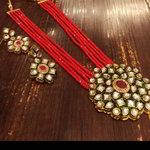 *Зелёное и золотое латунное индийское украшение на шею с искусственными камнями