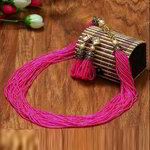 *Золотое и розовое индийское украшение на шею с бисером