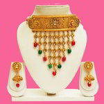 *Разноцветное и золотое индийское украшение на шею с искусственными камнями, перламутровыми бусинками