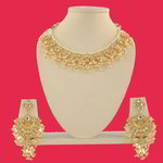 *Молочное, цвета меди и золотое индийское украшение на шею из меди с искусственными камнями, перламутровыми бусинками