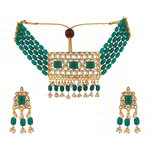 *Золотое и синее индийское украшение на шею с бисером