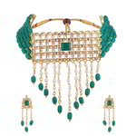 *Молочное и золотое индийское украшение на шею с бисером