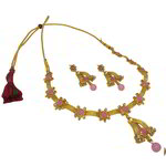 *Золотое и розовое индийское украшение на шею со стразами, искусственными камнями