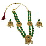 *Зелёное и золотое индийское украшение на шею со стразами, искусственными камнями