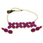 *Золотое и розовое индийское украшение на шею со стразами, искусственными камнями