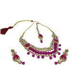 *Золотое и розовое индийское украшение на шею со стразами, искусственными камнями