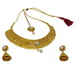 *Молочное и золотое индийское украшение на шею со стразами, искусственными камнями