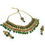 *Зелёное и золотое индийское украшение на шею со стразами, искусственными камнями
