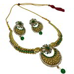 *Зелёное и золотое индийское украшение на шею со стразами, искусственными камнями