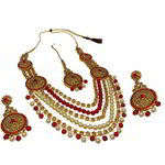 *Бордовое, золотое и красное индийское украшение на шею со стразами, искусственными камнями