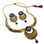 *Золотое и синее индийское украшение на шею со стразами, искусственными камнями