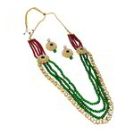 *Зелёное и золотое индийское украшение на шею со стразами, искусственными камнями