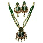 *Зелёное и золотое индийское украшение на шею со стразами, искусственными камнями