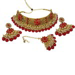 *Бордовое, золотое и красное индийское украшение на шею со стразами, искусственными камнями