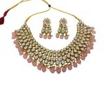 *Золотое и розовое индийское украшение на шею со стразами, искусственными камнями