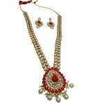 *Бордовое, золотое и красное индийское украшение на шею со стразами, искусственными камнями