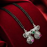 *Серебристое и розовое индийское свадебное украшение (мангалсутра) со стразами