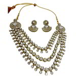 *Молочное и золотое индийское украшение на шею со стразами, искусственными камнями