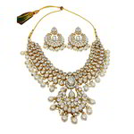 *Молочное и золотое индийское украшение на шею со стразами, искусственными камнями