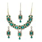 *Зелёное и золотое индийское украшение на шею со стразами, искусственными камнями