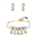 *Молочное и золотое индийское украшение на шею со стразами, искусственными камнями