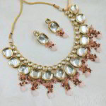 *Цвета меди, золотое и розовое медное индийское украшение на шею со стразами, перламутровыми бусинками