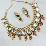 *Разноцветное, цвета меди и золотое медное индийское украшение на шею со стразами, перламутровыми бусинками