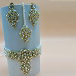 *Молочное, цвета меди и золотое медное индийское украшение на шею со стразами, перламутровыми бусинками