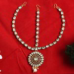 *Молочное, цвета меди и золотое медное индийское украшение на голову (манг-тика) с искусственными камнями