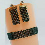 *Зелёное и золотое индийское украшение на шею с бисером