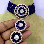 *Синее индийское украшение на шею со стразами