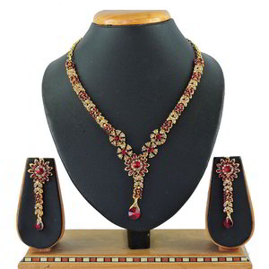 Бордовое, золотое и красное индийское украшение на шею со стразами