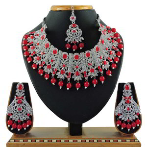 Бордовое, золотое и красное индийское украшение на шею со стразами