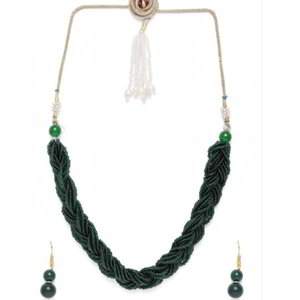 Зелёное и золотое индийское украшение на шею со стразами, искусственными камнями