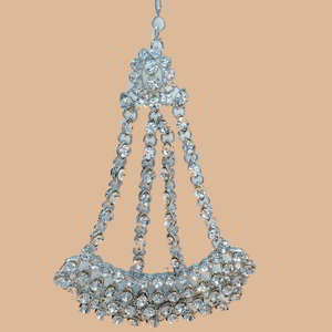 Молочное и серебристое индийское украшение на голову (манг-тика) со стразами