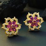 *Лиловые и фиолетовые индийские серьги со стразами