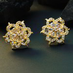 *Молочные и золотые индийские серьги со стразами