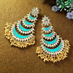 *Разноцветные и золотые индийские серьги со стразами, перламутровыми бусинками