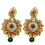 *Разноцветные и золотые латунные индийские серьги с перламутровыми бусинками