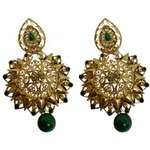 *Золотые латунные индийские серьги с перламутровыми бусинками