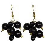 *Чёрные, золотые и серые индийские серьги из латуни с перламутровыми бусинками