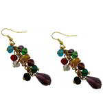 *Разноцветные и золотые латунные индийские серьги с перламутровыми бусинками