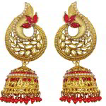 *Золотые индийские серьги из латуни с перламутровыми бусинками