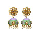 *Разноцветные и золотые индийские серьги с искусственными камнями, перламутровыми бусинками